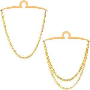 Mens Tie Chain Set Silver Gold Tie Clips Formal Dress Shirt Accessory Gift